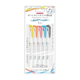 Zebra Mildliner Brush Friendly Colors (WFT8-N-5C-N) - Set de 5