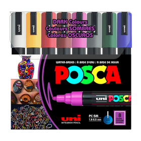 Posca PC-5M (1.8 - 2.5mm) - Set De 8 Colores Oscuros 