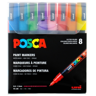 Posca PC-3M (0.9 - 1.3mm) - Set de 8 Colores Glitter