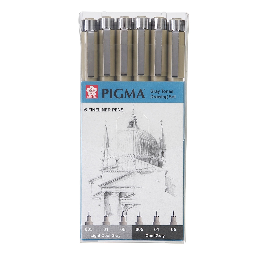 Sakura Pigma Micron Grey Tones Set de Dibujo en grises - 6 unidades