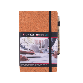 Sakura Sketchbook Corcho Papel Crema 13x21 cm 140G 80hj + Pigma Micron PN Negro