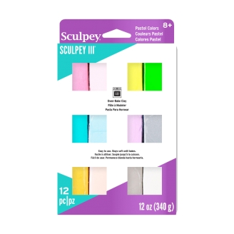 Sculpey III MultiPack 12 Colores Perlados y Pasteles - 340g (12 x 28g)