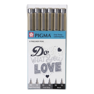 Sakura Pigma Micron Gray Tones Set de Lettering en grises - 6 unidades