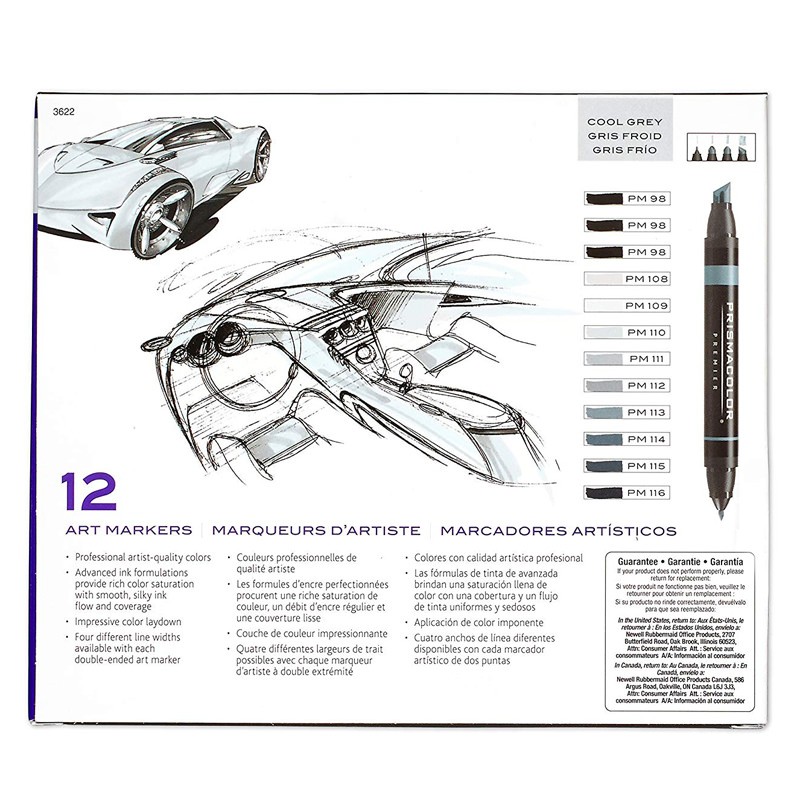 Prismacolor Premier Art Markers (Cool Grey) Set 12 Marcadores