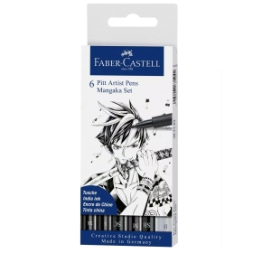 Faber-Castell Pitt Artist Pens Mangaka (Tiralíneas) - Set de 6 