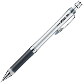 Uni Alpha Gel Slim Portaminas Agarre Suave - Plateado y Negro (0.5mm)