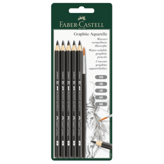 Faber-Castell Graphite Aquarelle (Grafito Acuarelable) - Set de 5 Lapices + Pincel 