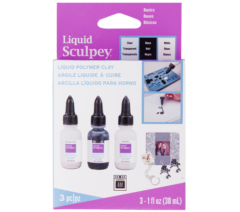 Sculpey Liquid Multipack 3 X 1 - Negro, Blanco y Transparente 1 Oz (29 Ml)
