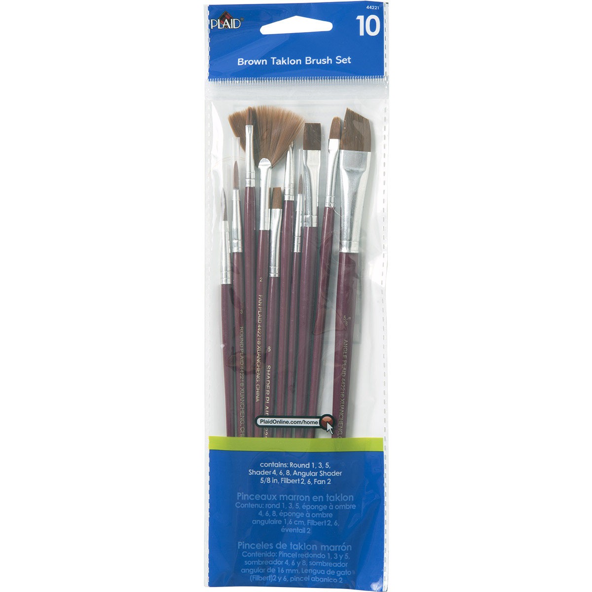 Plaid Brown Taklon Brush (Set de 10) Escultura & Manualidades