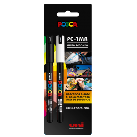 Posca 1MR Extra-Fino (0,7mm) - Set de 2 marcadores Blanco y Negro
