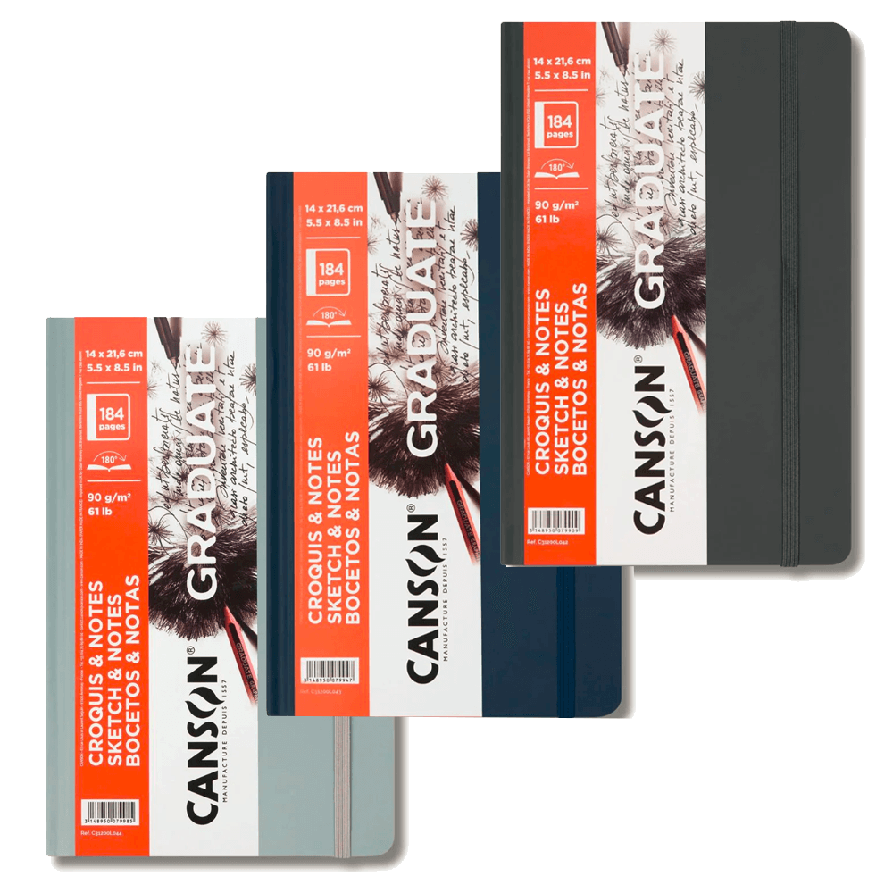 Canson Graduate Artbook Croquis Notes A5 (14 x 21,6 cm) - 184 páginas de 90 gsm (3 Colores Disponibles)