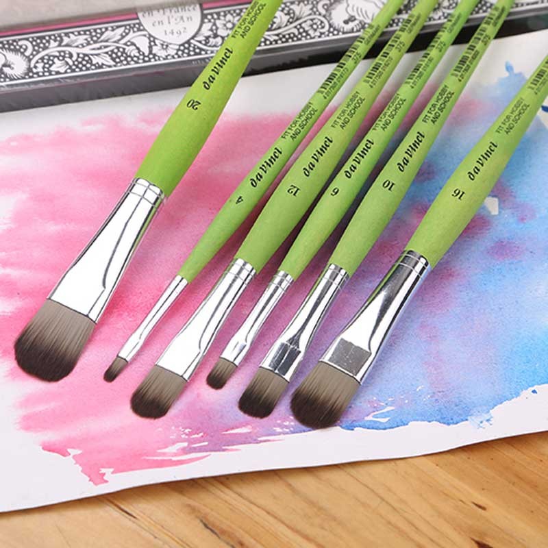 Artist Brushes Filbert - Juego de pinceles para acrílico al óleo y pintura  de acuarela, mango de madera, 6 unidades (verde)