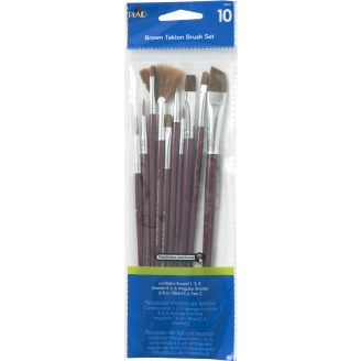 Plaid Brown Taklon Brush (Set de 10)  