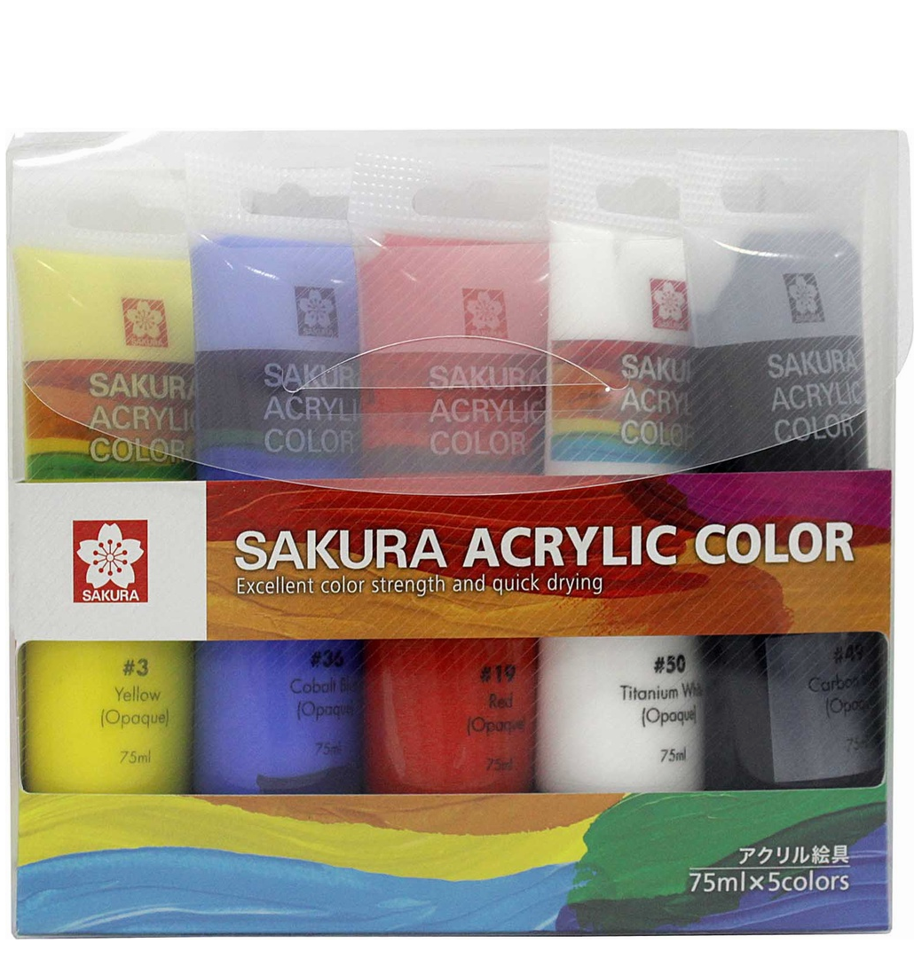 Sakura Acrílico Set Primario - 5 colores de 75ml