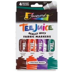 Jacquard Tee Juice Marcador Textil (Punta Ancha 12mm) Colores Brillantes - Set de 4 
