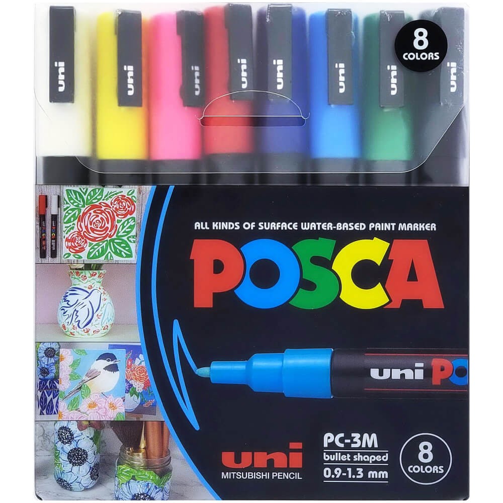 Posca Pc-3m (0.9 - 1.3mm) - Set Japonés De 8 Colores