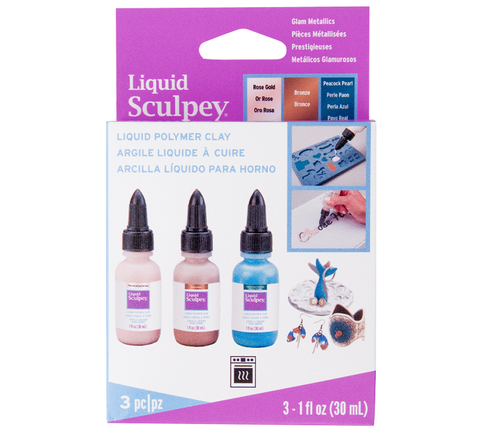 Sculpey Liquido Multipack – Metálico glamuroso, 3 x 1 fl oz (29 ml)