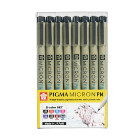 Sakura Pigma Micron PN (Plastic Nib) - Set 8 Colores