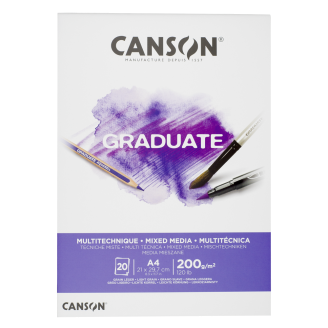 Canson Graduate Pad Mix-Media A4 (21 x 29,7 cm) - 20 hojas de 200gms