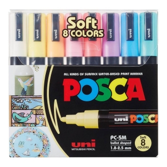 Posca PC-5M (1.8 - 2.5mm) - Set De 8 Colores Pastel