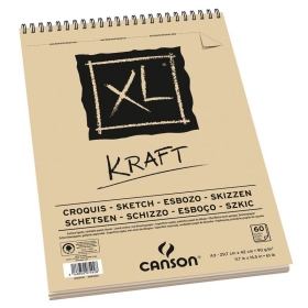 Canson XL Kraft A3 (29,7 x 42cm) - 60 Hojas de 90 Gsm