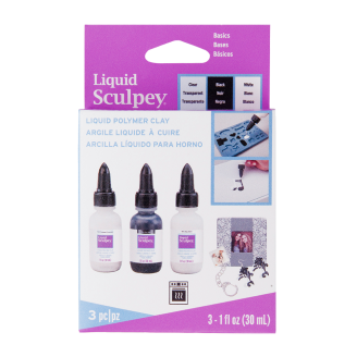 Sculpey Liquid Multipack 3 X 1 - Negro, Blanco y Transparente 1 Oz (29 Ml)