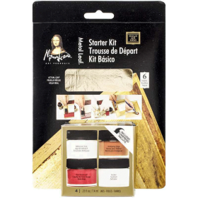 Speedball Mona Lisa Starter Kit Láminas metálicas - Oro, 6 hojas, 7ml cada frasco